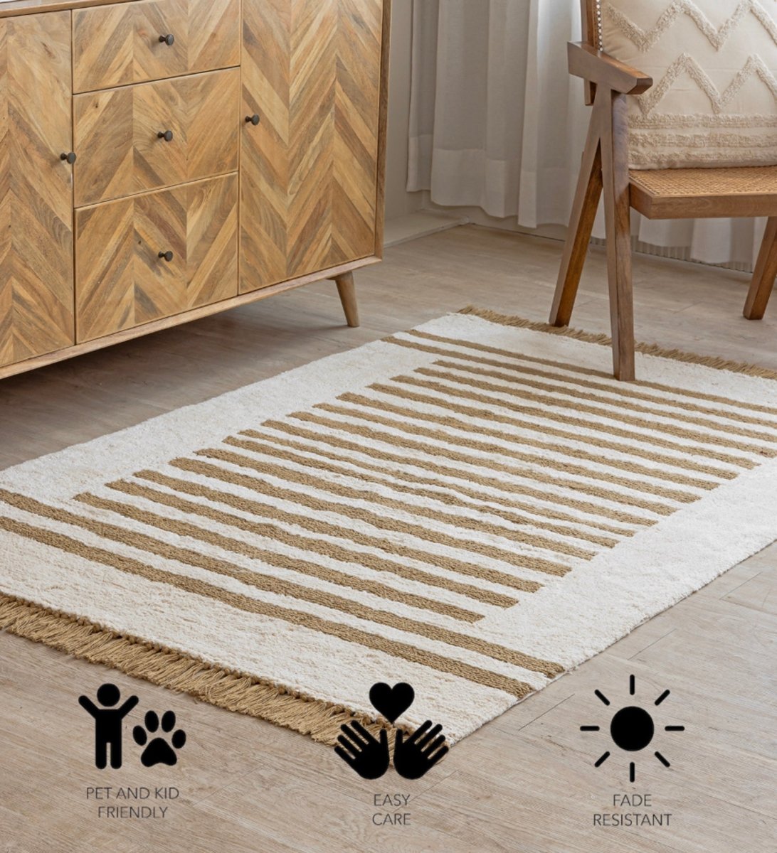 Sand Stripe Hand Tufted rug - detail view