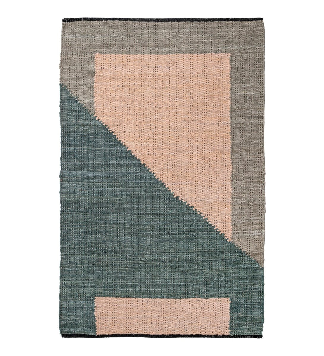 Scandi Color Block Hand Woven Cotton Dhurrie Rug