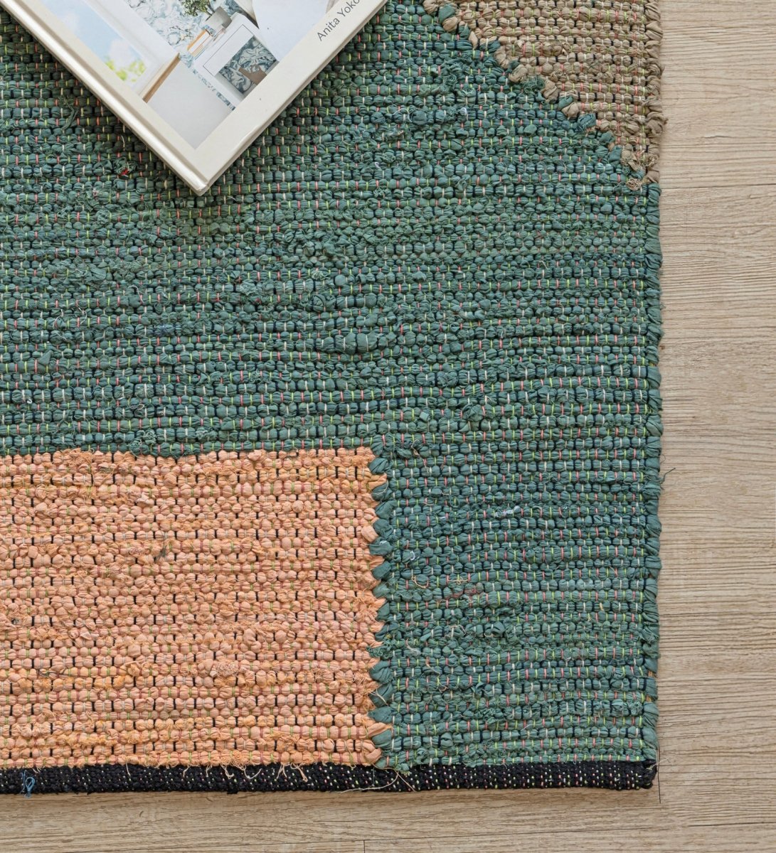 Scandi Color Block Hand Woven Cotton Dhurrie Rug