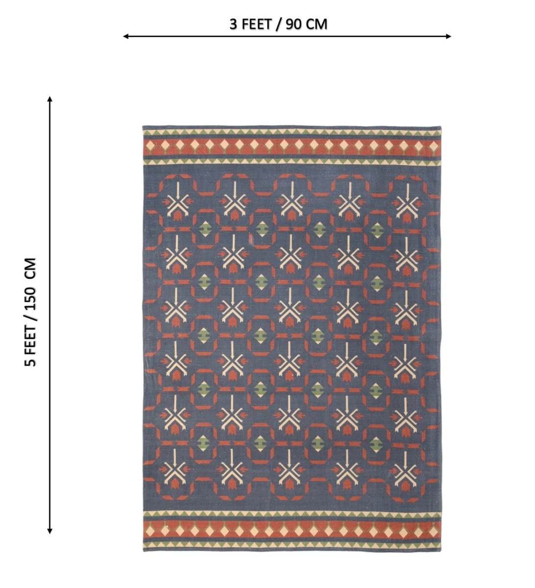 Slate Nomad Geometric rug - back view