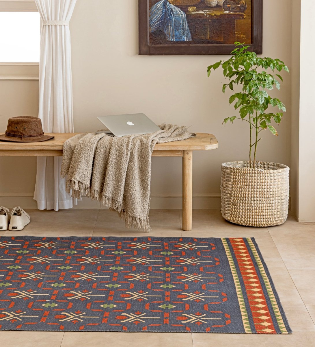 Slate Nomad Geometric rug - alternate angle