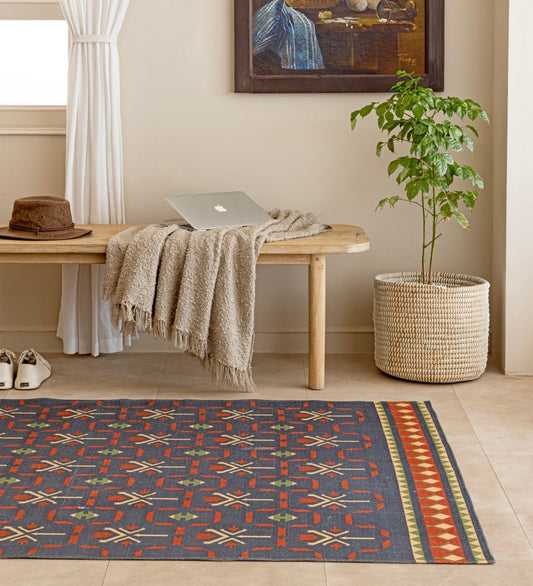 Slate Nomad Geometric rug - alternate angle