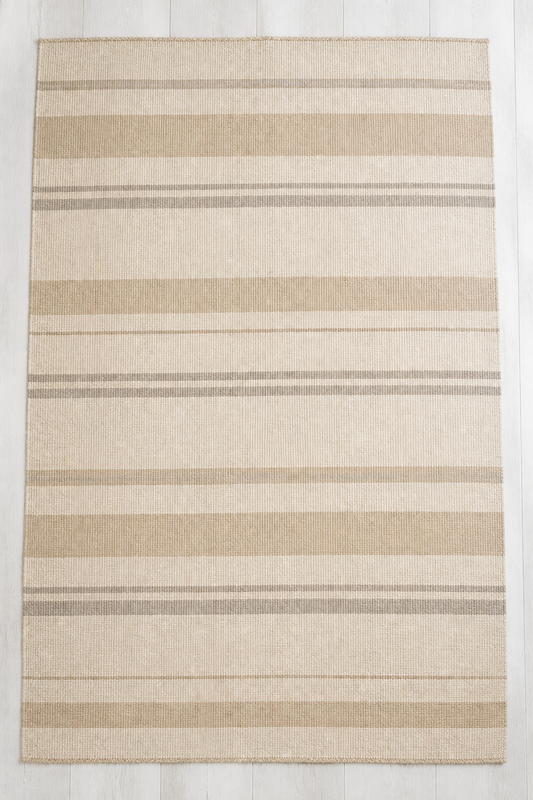 Ivory Field handmade stripe rug catalog view — Rug Ritual