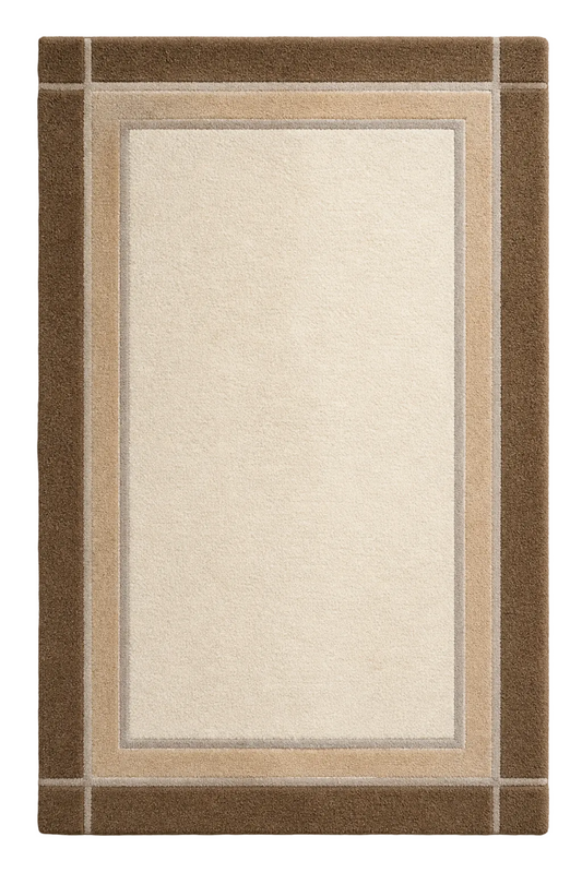 Mocha Border handmade framed rug catalog view — Rug Ritual