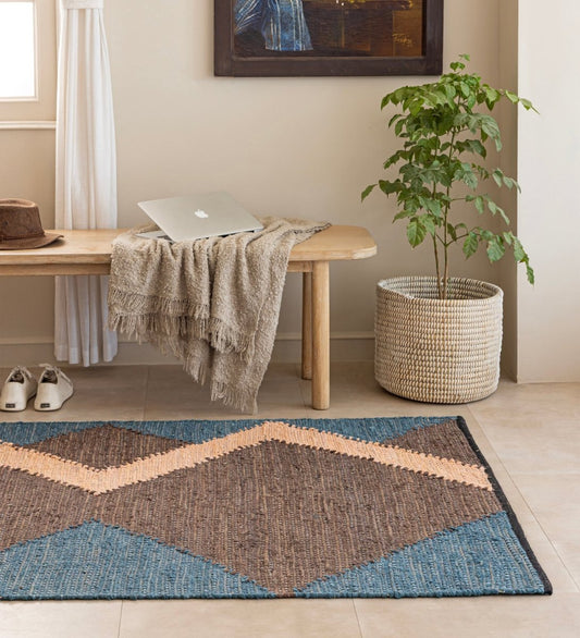 Terra Tide Hand Woven Chindi rug - back view