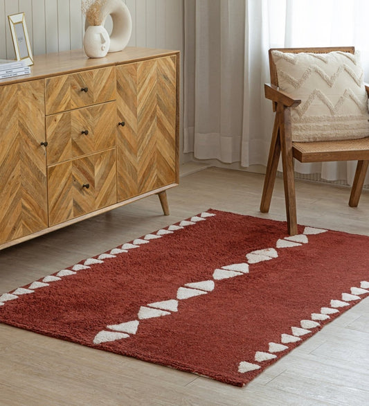 Terracotta Diamond Hand Tufted hand-tufted cotton area rug - main product view
