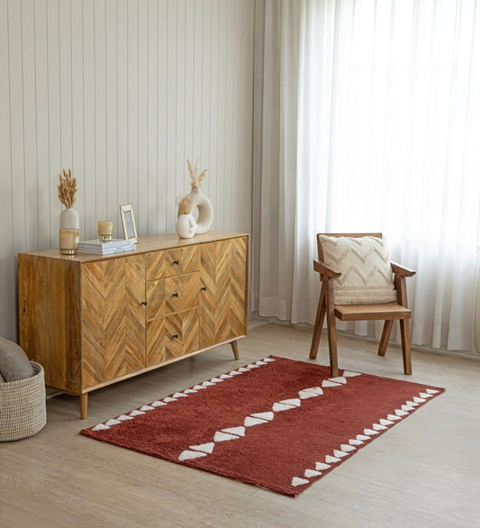 Terracotta Diamond Hand Tufted rug - texture close-up