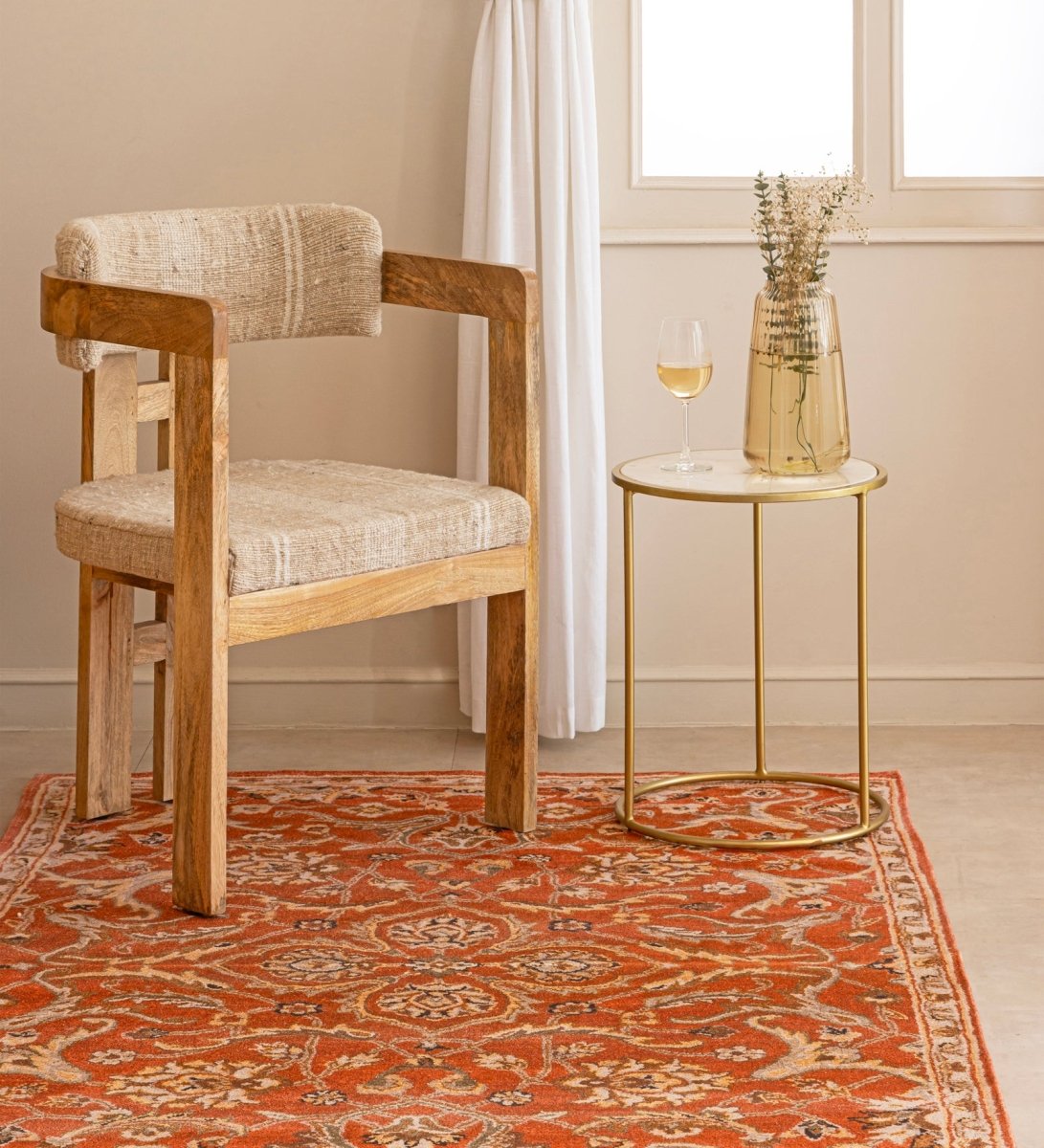 Terracotta Heritage Floral rug - side view