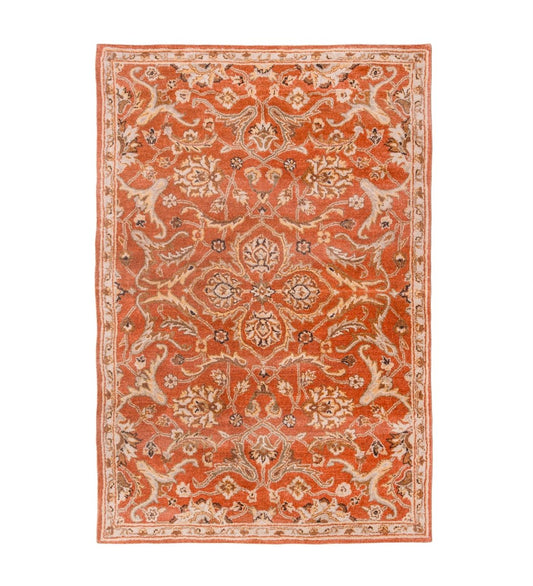 Terracotta Heritage Floral rug - texture close-up