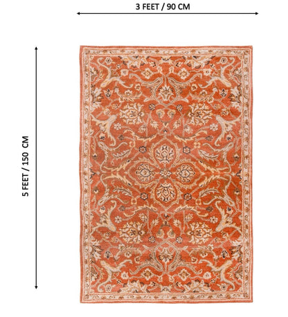 Terracotta Heritage Floral rug - size reference view