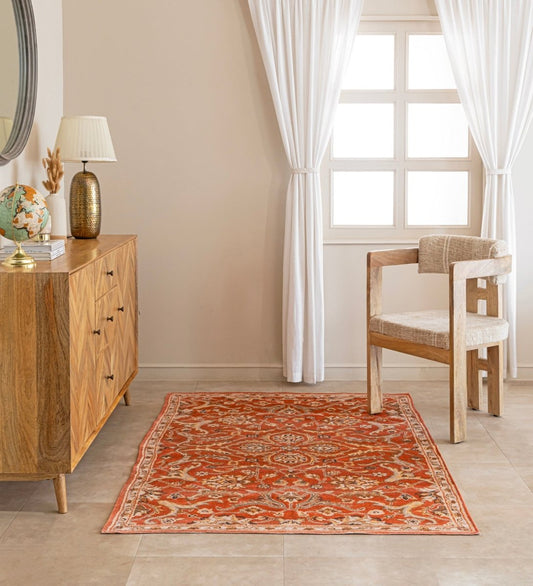 Terracotta Heritage Floral Rug