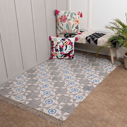 THATTA - Hand Block Printed Cotton Rug