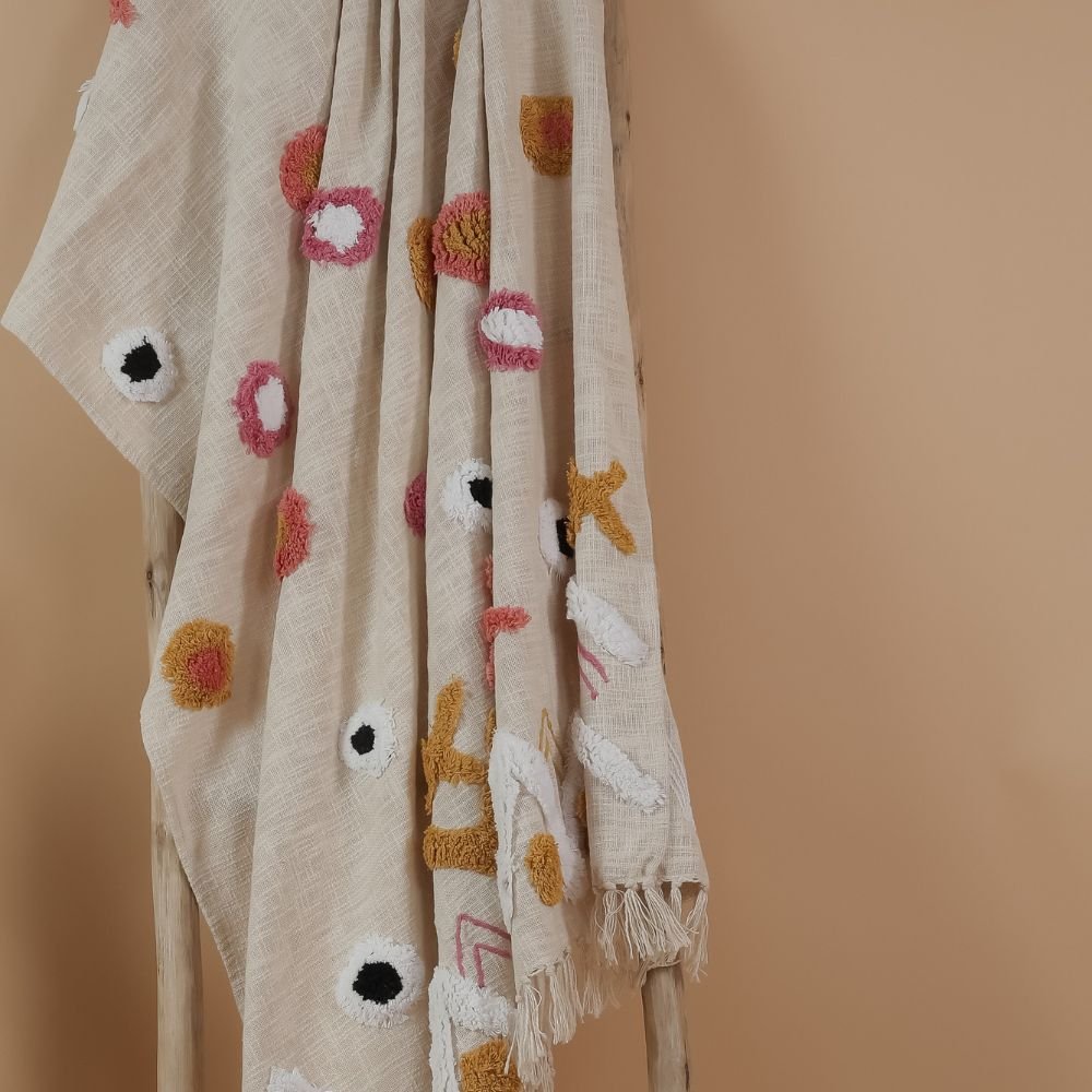 TILMI - Decorative Embroidery Throw Blanket
