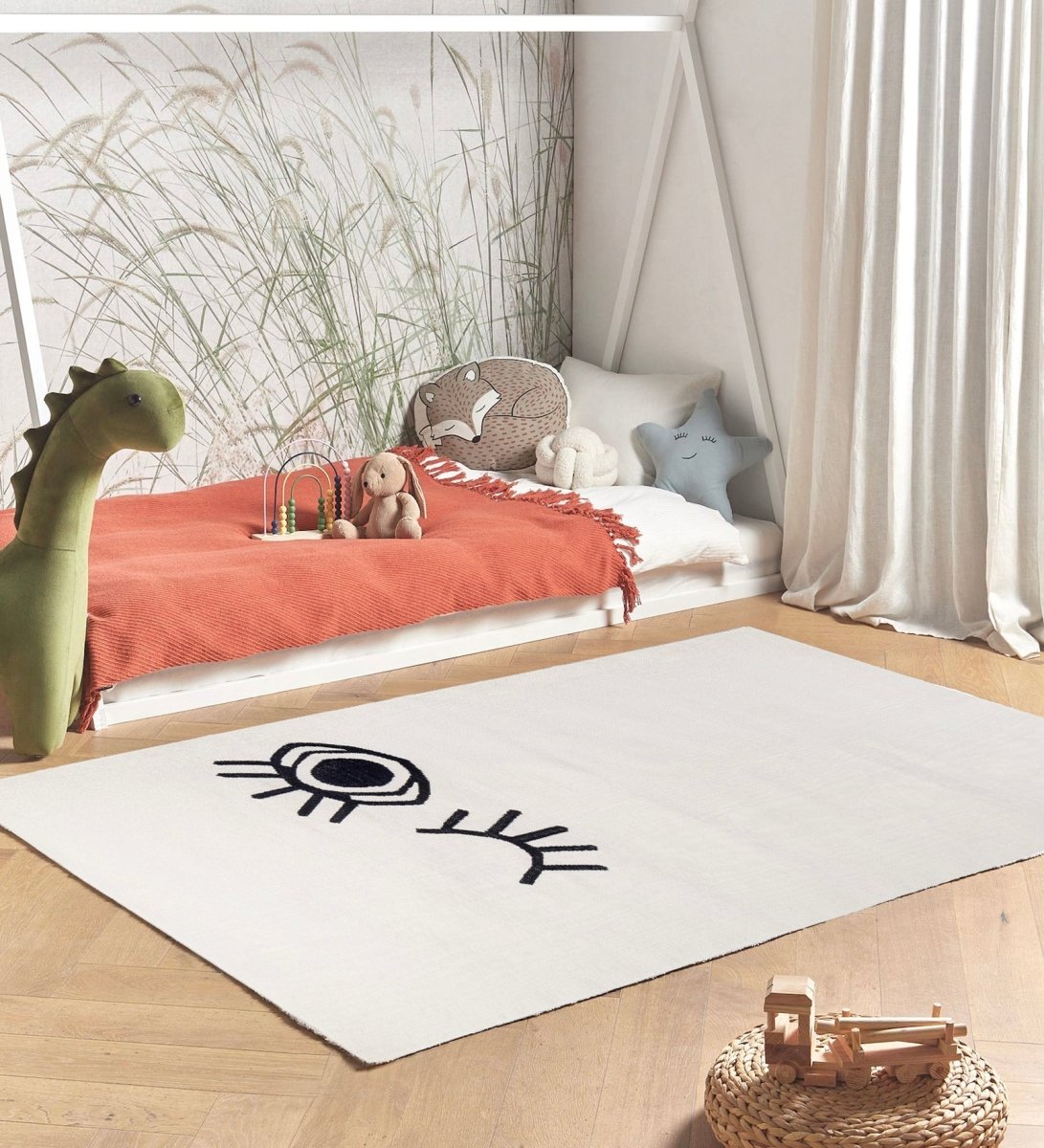 Winky Eyes Kids handcrafted natural fiber area rug - main product view