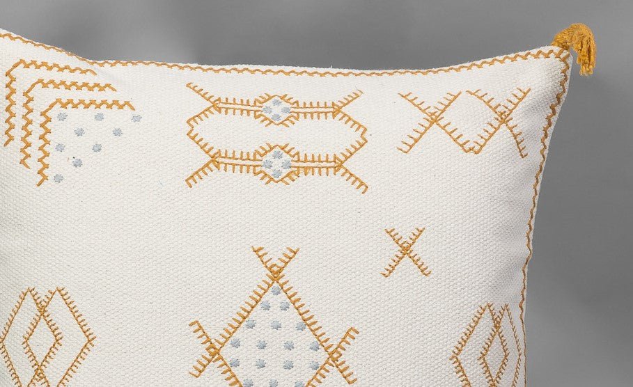 YELLOW - Hand-Embroidered Pillow Cover