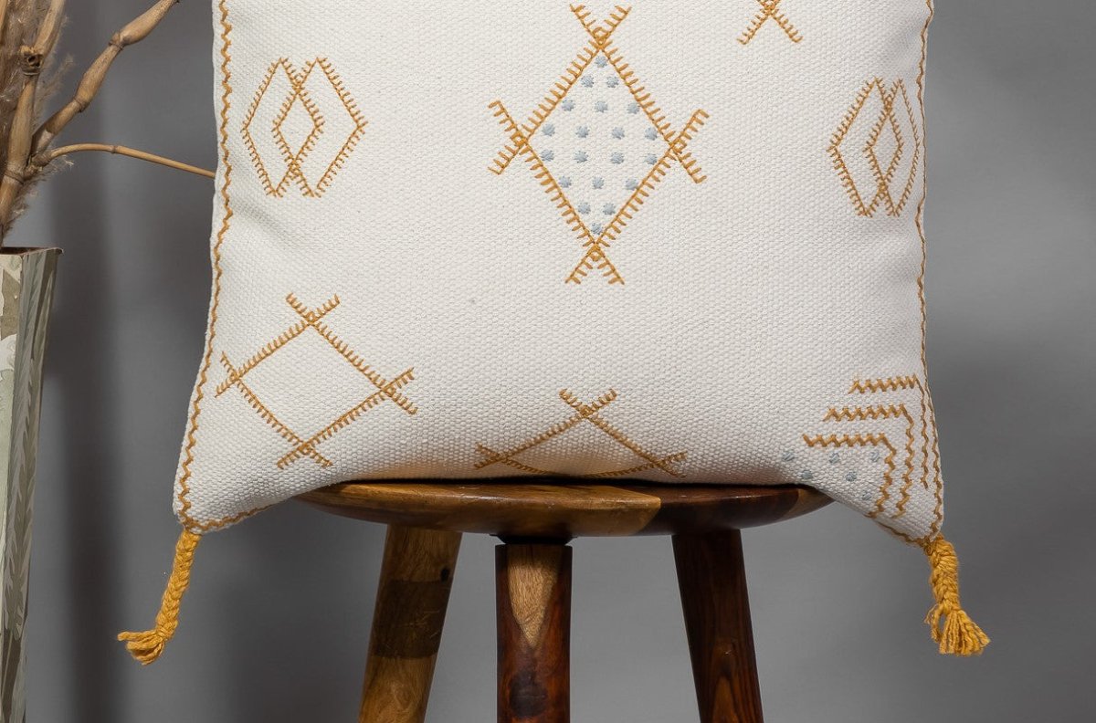 YELLOW - Hand-Embroidered Pillow Cover