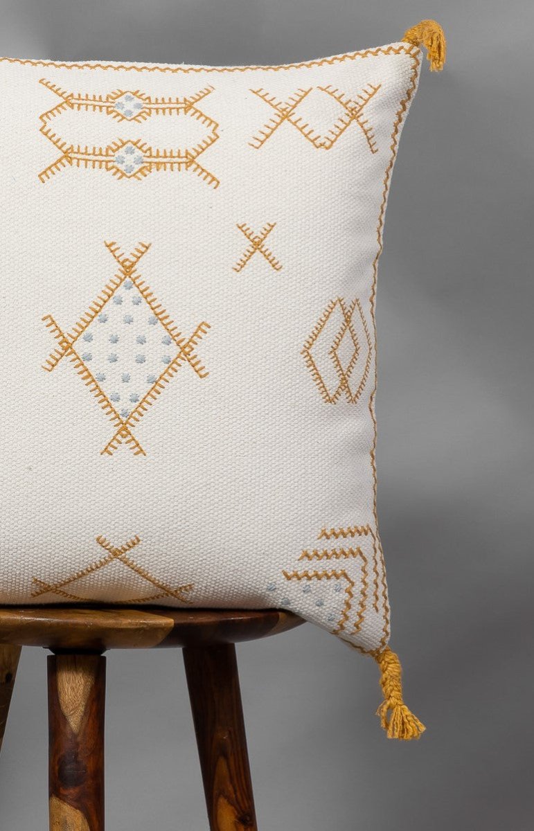 YELLOW - Hand-Embroidered Pillow Cover